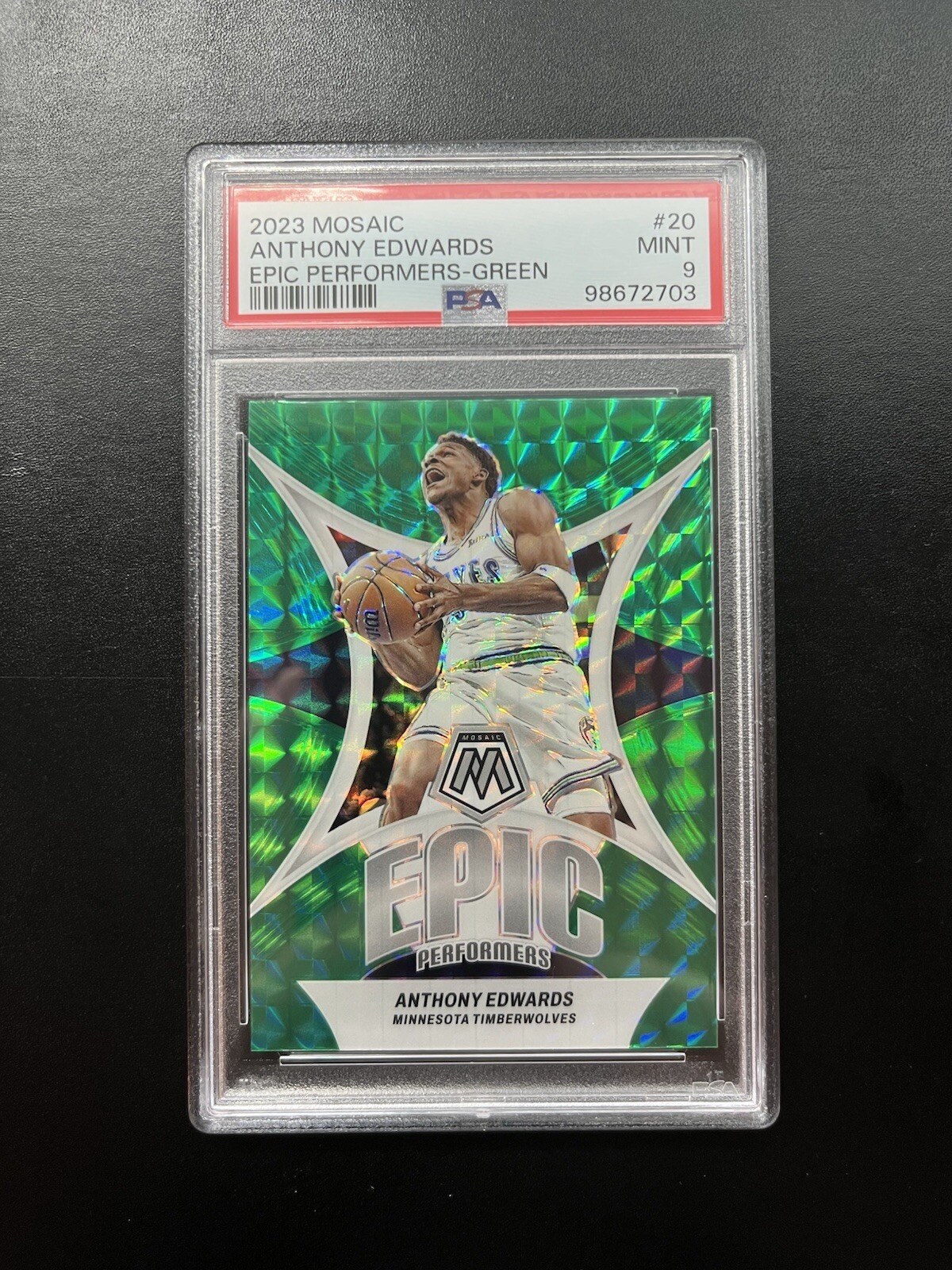 2023 Mosaic Anthony Edwards Epic Performers Green Mosaic Prizm SP PSA 9 🔥