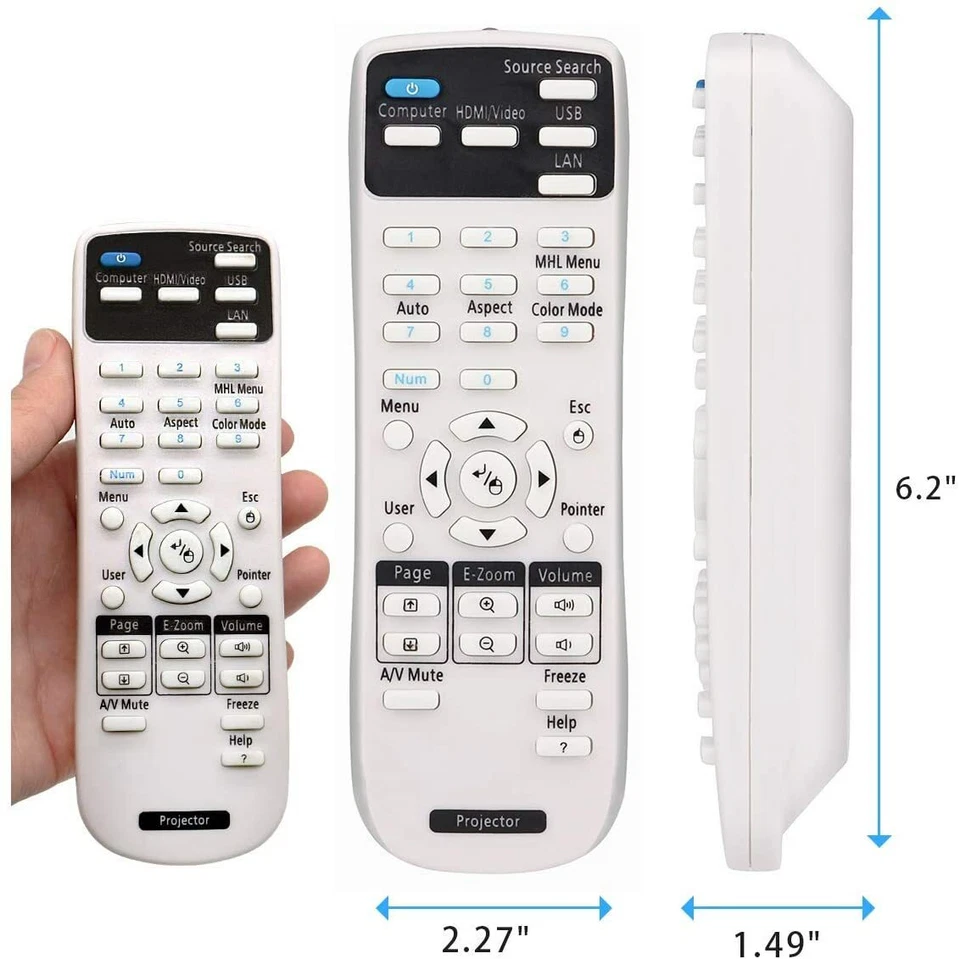 Universal Projector Remote Control for Epson H822A H822B H822C H871A H871B H871C - Image 2 of 4