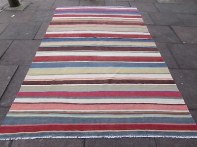 Vintage Kelim Traditionell Handgemacht Orientalisch Blau Wolle Groß 288x176cm