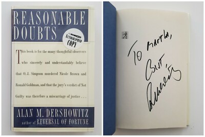 Alan Dershowitz Signed Reasonable Doubts Hardcover Book Jeffrey Epstein