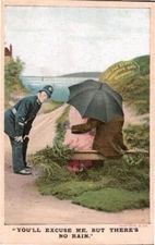 You’ll Excuse Me But There’s No Rain Comic Humor Bamforth & Co Postcard