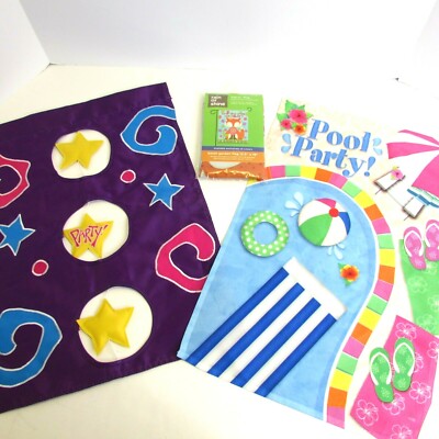 3 Mini Garden Outdoor Flag Lot Pool Party Smell The Flowers Fox Star 18'' x 12.5''