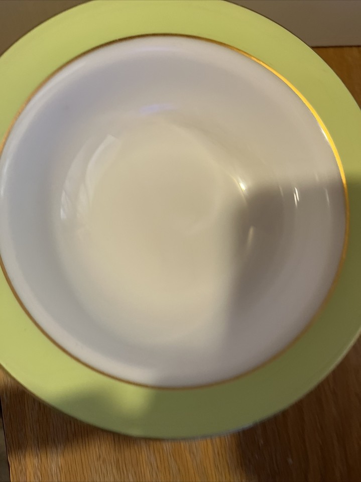 Vintage Pyrex 9” Serving Bowl Line Green Rim Milk Glass Bowl eBay