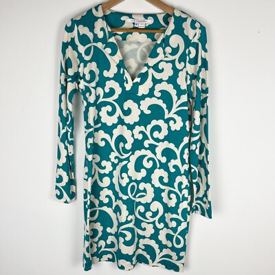 diane von furstenberg Silk Midi Dress Turquoise White