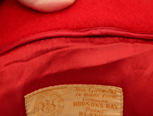 VTG Women's 50s 60s Red Wool Hudson's Bay Blanket Coat Sz S/M 1950s 1960s - Picture 7 of 14