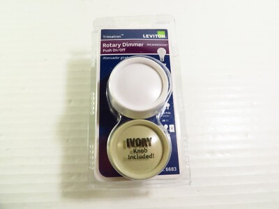 Leviton 600W Incandescent Rotary Dimmer Single Pole Ivory/White, R62-6683-IW