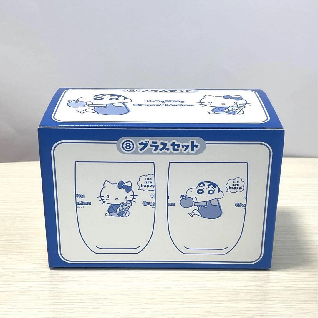 New unused Crayon Shin-chan Hello Kitty Ichiban lottery glasses set Vintage Rare