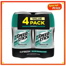 Speed Stick Deodorant for Men, Regular, 24 Hour Freshness - 3 ounce (4 Pack)