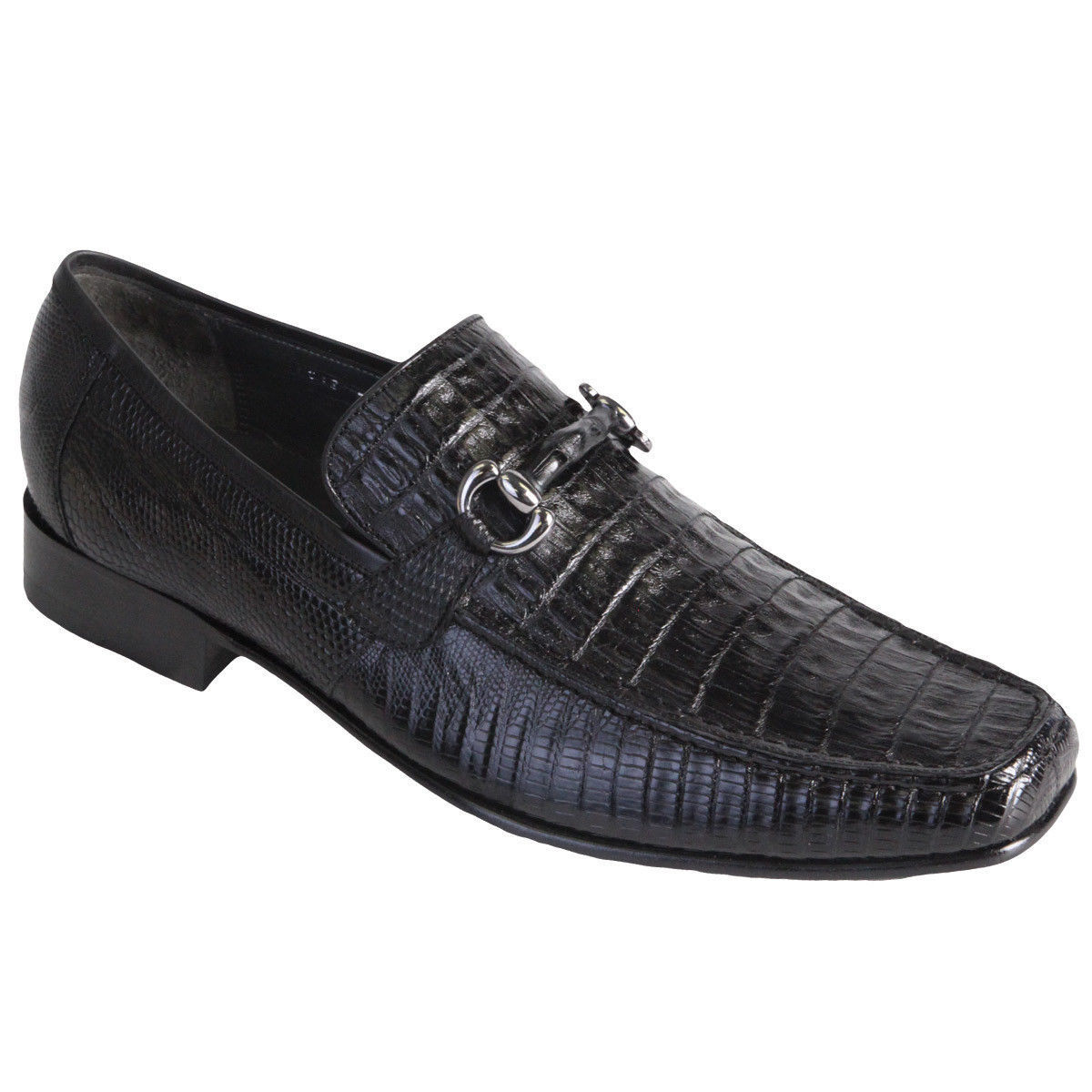 LOS ALTOS GENUINE BLACK CROCODILE LIZARD LOAFER DRESS SHOE  display picture 1