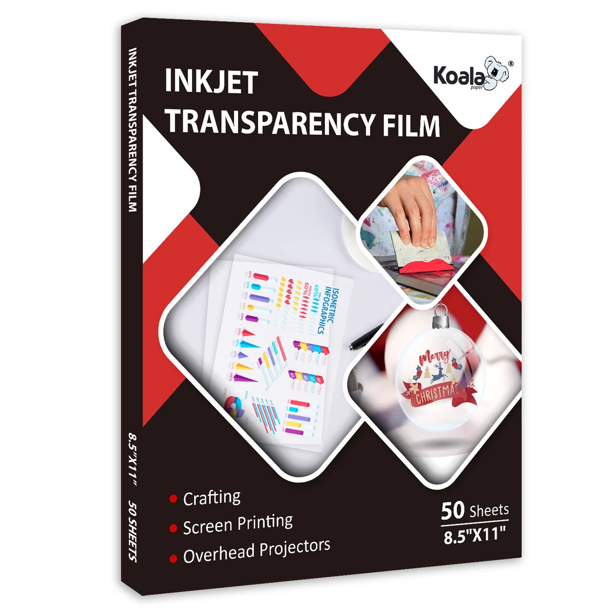 Transparency Film 8.5x11 Clear for Inkjet Crafts Screen Printing 50 Sheets