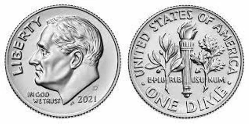 2021 - D    BU  UNC   ROOSEVELT DIME from Logistics Rolls
