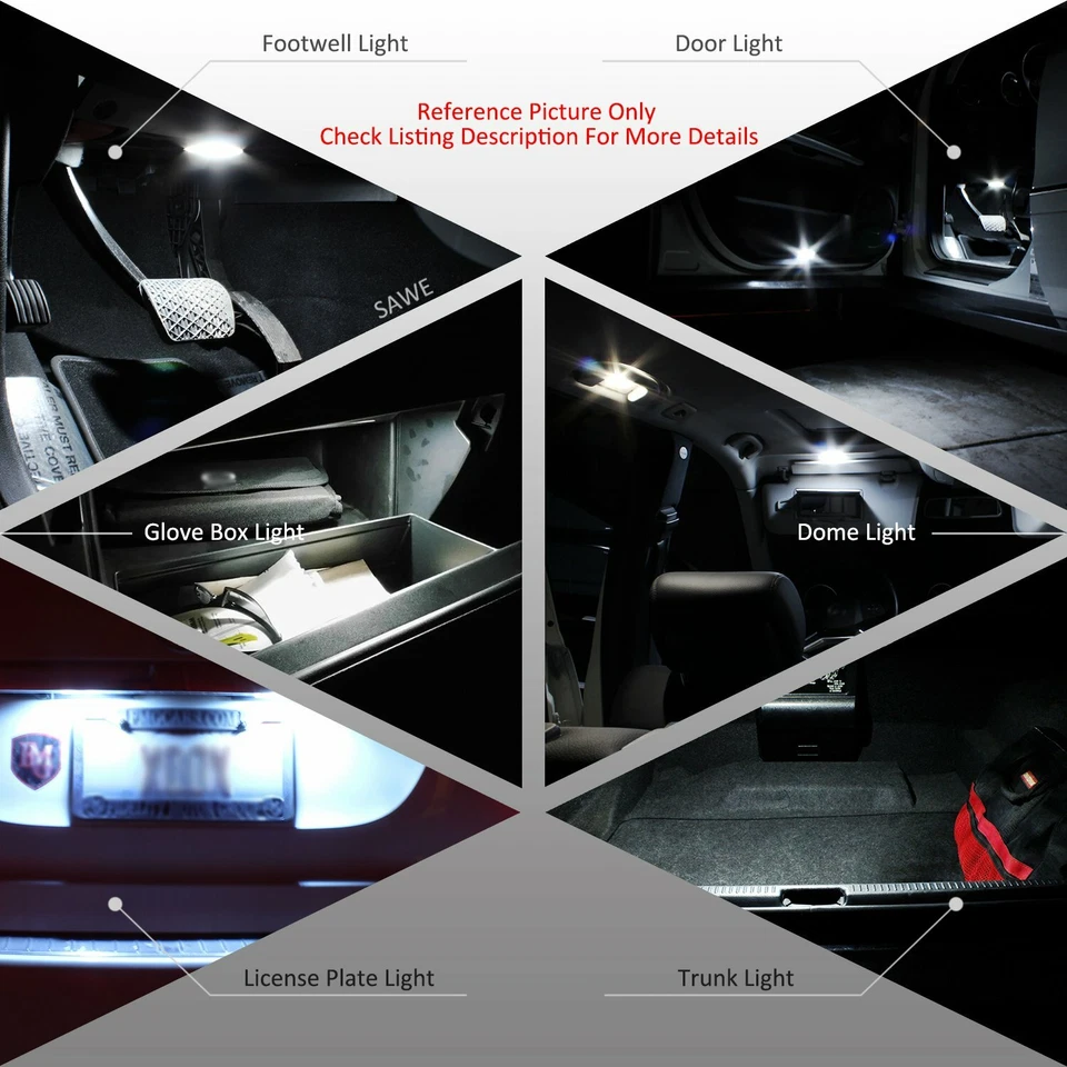 17 x White LED Interior Reverse Light Bulb Package For 2011 - 2013 Infiniti QX56 - Image 4 of 4