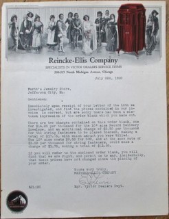 Victor Phonograph 1920 Letterhead w/Opera Singers/Caruso/Farrar Reincke Ellis