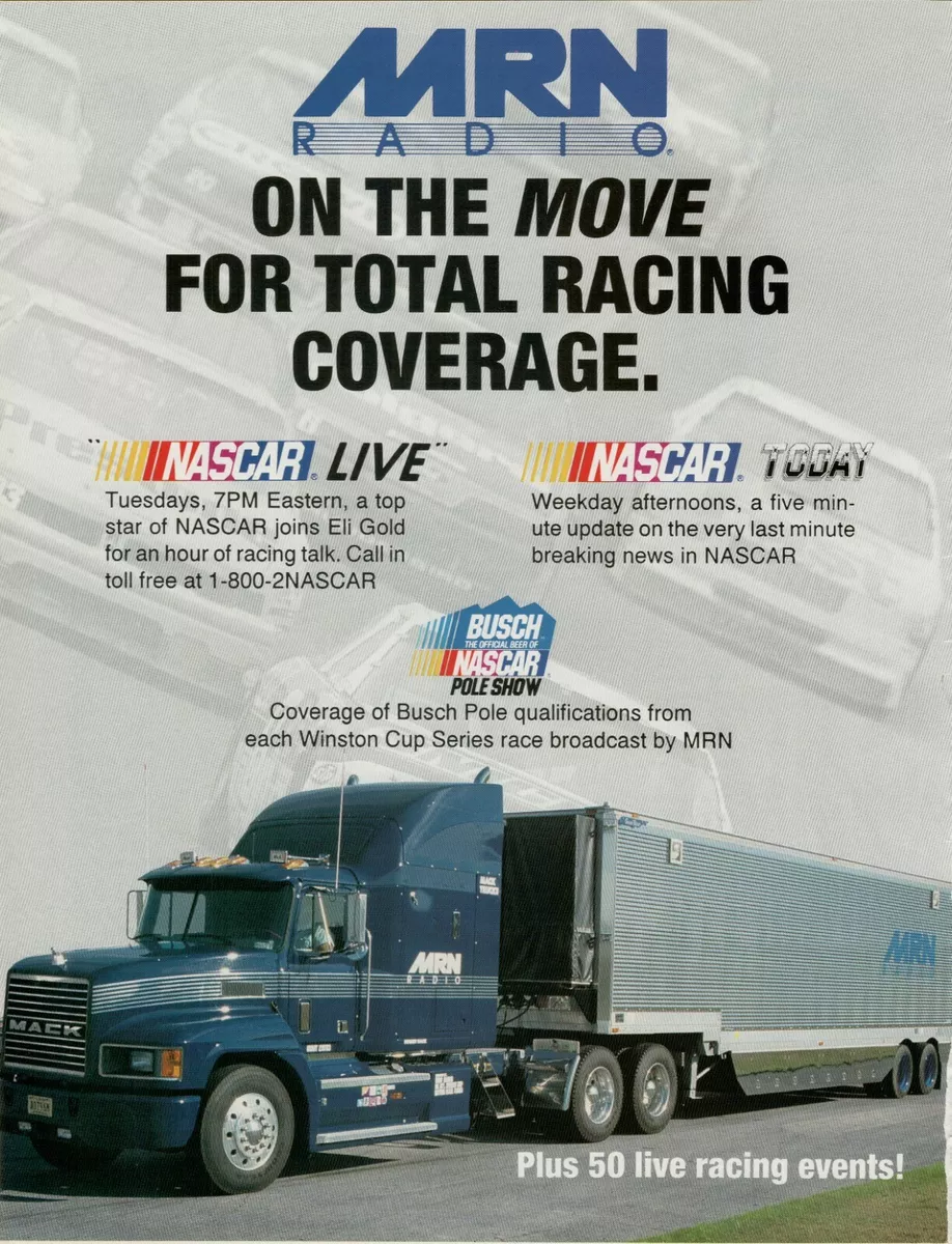 1992 MRN Radio Trailer Truck NASCAR Live Today Busch Pole Show Vintage Print Ad eBay