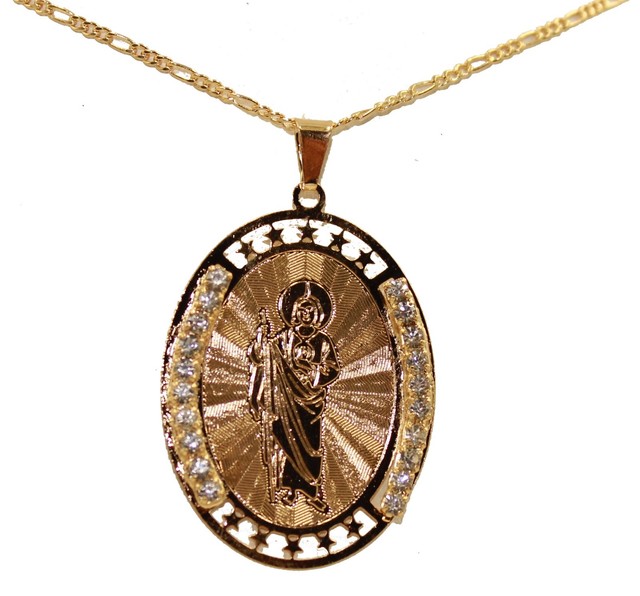 Medalla De San Judas Tadeo San Judas Tadeo Saint Jude Medal 18 K Gold Plated MEDALLA With Chain