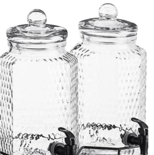 1 Gallon Double Glass Beverage Drink Water Ice Tea Dispenser Jar With Stand - Picture 3 of 6