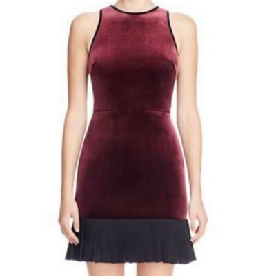 ABS Collection NWT Womens Maroon Velvet Chiffon Trim Sleeveless Party Dress 14