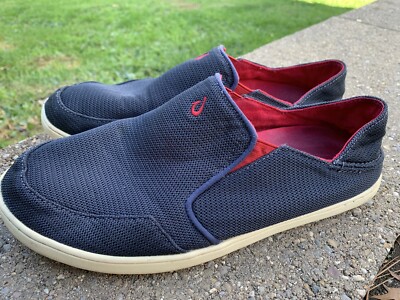 OluKai Nohea Mesh Slip On Shoes Mens 10 Black Red Casual Loafers 10188-DG43 OluKai Men main image 3