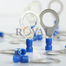 100 Blue 16-14 Gauge 1/2" Vinyl Ring Terminal