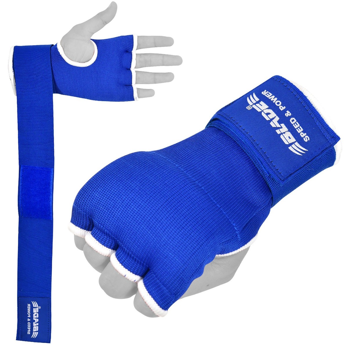 Blade Gel Padded Inner Gloves Hand Wraps For Boxing, MMA, Muay Thai - 8oz, Half Finger, Shell-Shock Padding