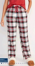 OLD NAVY Flannel Women's Pajama PJ Bottoms Lounge Pants White Tartan Plaid XL