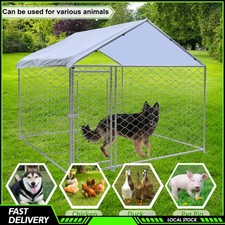Metal Outdoor Pet Dog Run House Kennel Shade Cage Enclosure w/ Roof Playpen NEW