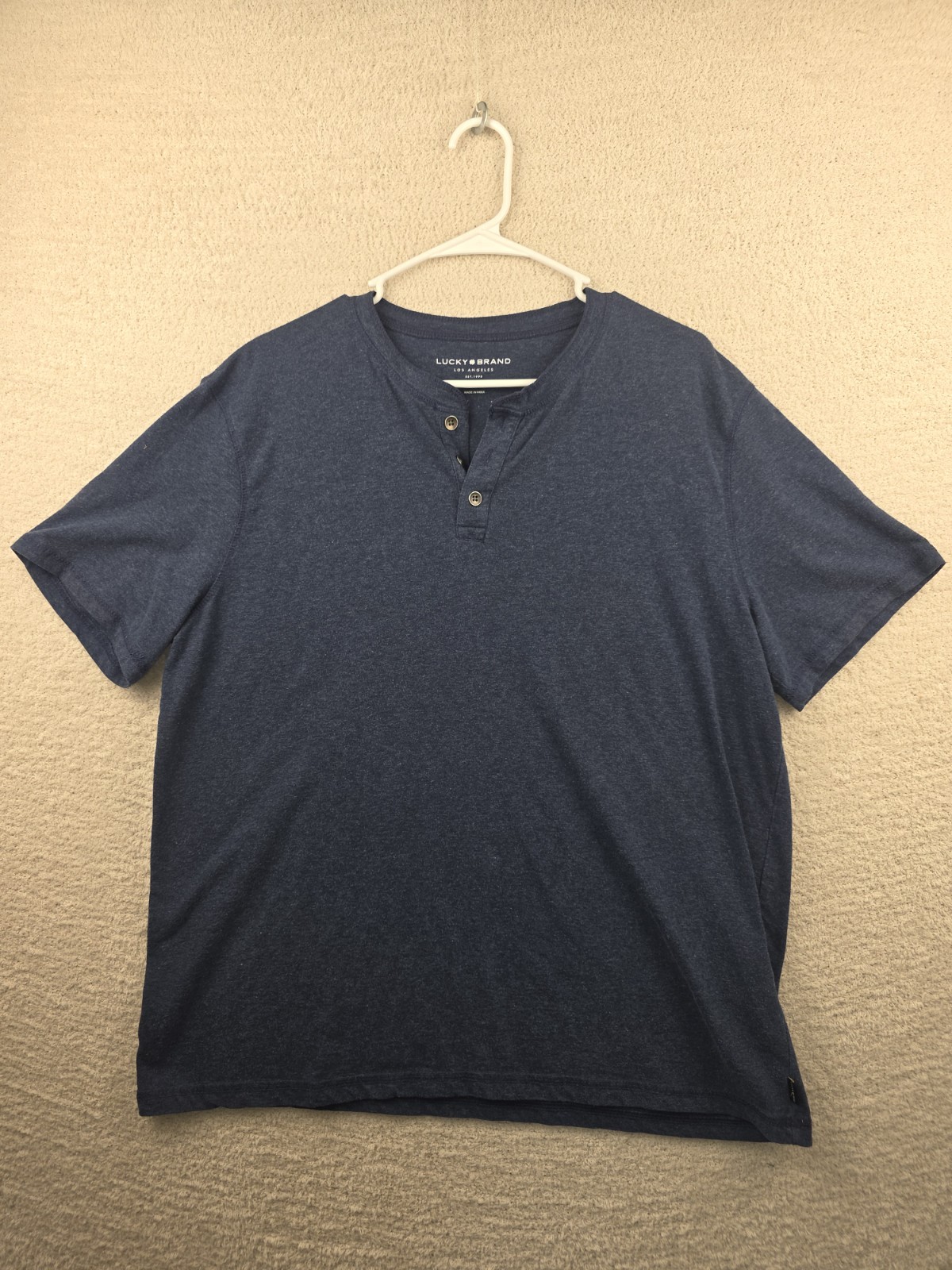 Lucky Brand Men's Short Sleeve Henley Shirt Blue XL
