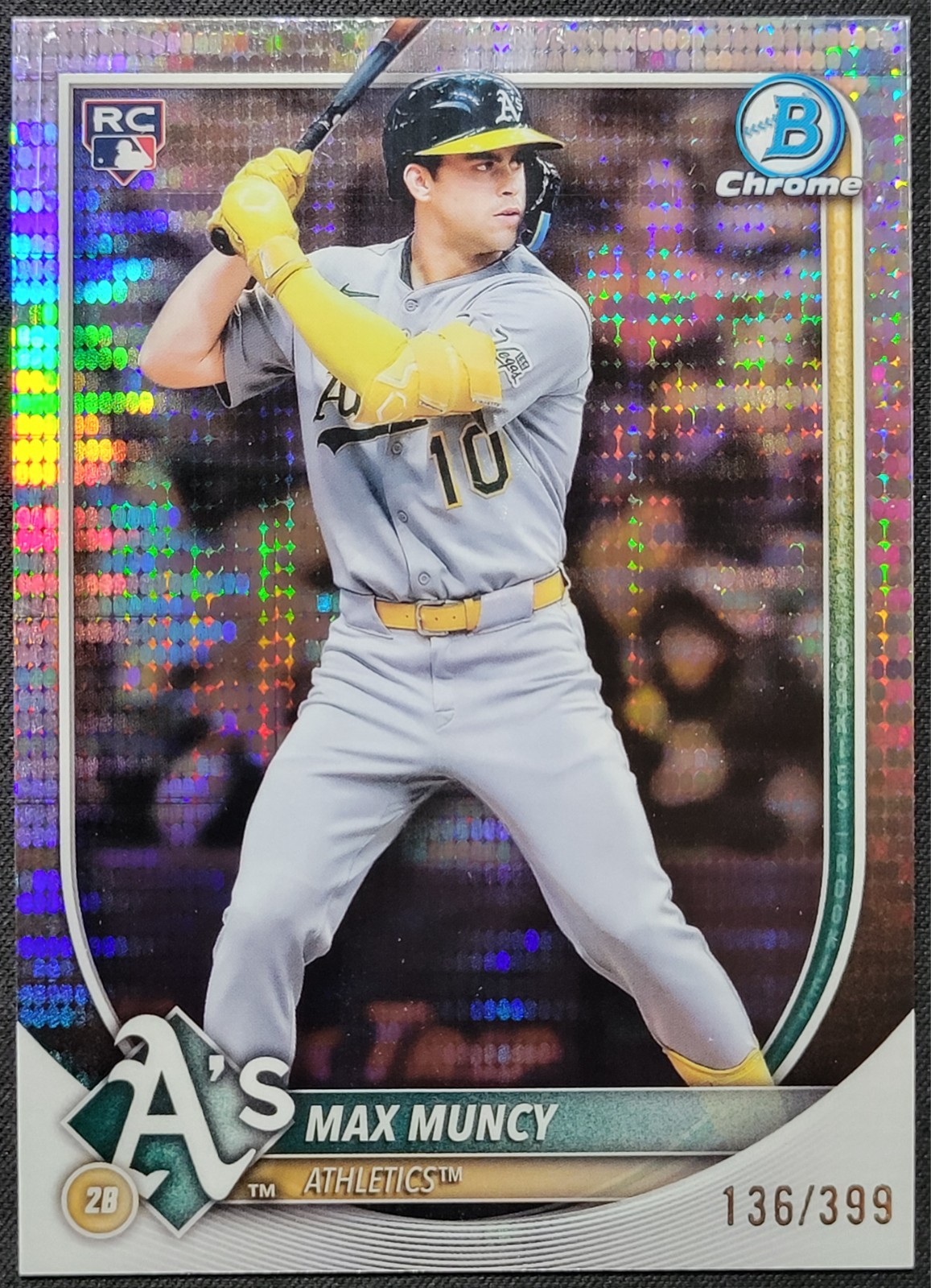 2025 BOWMAN CHROME MAX MUNCY #90 ROOKIE RC PULSAR REFRACTOR /399 ATHLETICS A'S