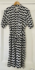 Uniqlo Marimekko Women’s Black White Short-Sleeved Linen Blend Dress S / M UK 10