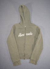 Abercrombie Fitch Sweatshirt Womens Large Olive Zip Hoodie Y2k Heavyweight