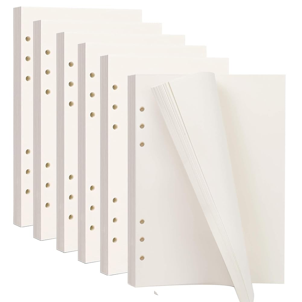 Feuilles A5 recharge papier vierge 6 trous en fibres premium au toucher satiné