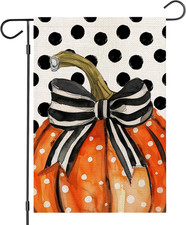 Fall Pumpkin Garden Flag 12X18 Inch Double Sided for outside Polka Dot Small Bur