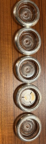 Beautiful MCM Sterling Silver & Crystal Coasters. STERLING stamped. 13 available