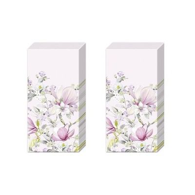 Romantische Magnolie helle Rose Papier Taschentaschentücher 21 cm sq 4-lagig 2 Packungen