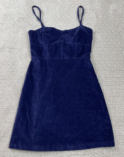 Urban Outfitters Bustier Dress Womens Small Blue Velvet Babydoll Whimsigoth Y2K