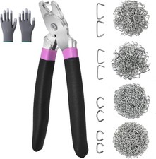 480 Pcs 1" 3/4" 1/2" 3/8" Galvanized Hog Rings with 1 pcs Bent Hog Ring Pliers,H