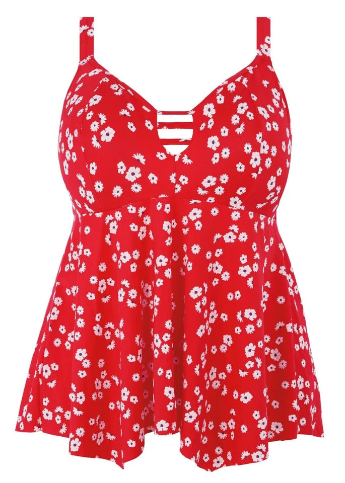 Elomi Plain Sailing Tankini Top Red White Floral Size 24 Non Wired Padded 7271 - Image 4 of 4