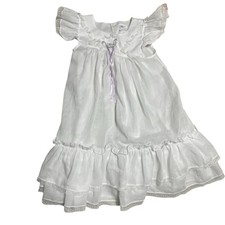 Vintage Bryan Girls Dress White Lace Ruffle Gown Size 6