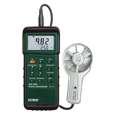 EXTECH 407113 Anemometer, 100 to 6,890fpm, 32 to 175F 1BP96