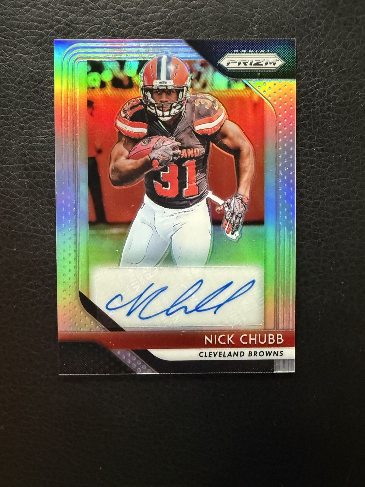 2018 Panini Prizm Rookie Autographs Silver Nick Chubb Rookie Auto #RA-NC