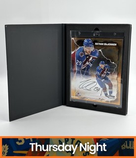 2025 FANATICS EMANATE UNDERWRAPS NATHAN MACKINNON SIGNED ORANGE AUTO SP /25