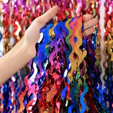 3 Pack Colorful Foil Fringe Curtain Backdrop - 6.6 x 3.3 ft Wavy Rainbow Tinsel