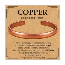 Copper Cuff Bracelet for Men Women Adjustable Chunky Copper Cuff Bangle Heali...