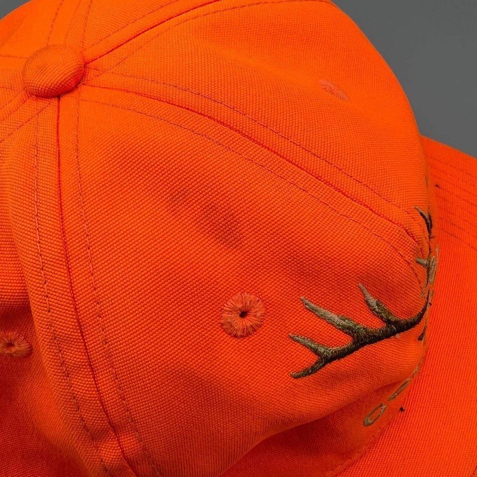 Vintage Deer Hunting Hat Men Orange Embroidered Columbia Strap Back Cap - Image 2 of 4