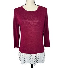 VAN HEUSEN Tops Women's Small Half Sleeve Bottom Layer Polka Dot Blouse