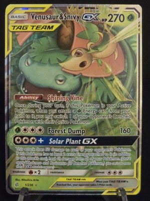 Venusaur & Snivy Tag Team GX 1/236 - 2019 Pokemon Cosmic Eclipse