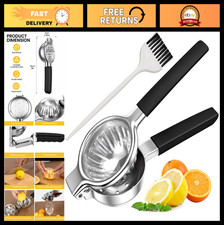 Heavy Duty Stainless Steel Lemon Squeezer with Cleaning Brush, Non-Slip Handle,