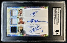 2022 Leaf In The Game Used Stephen Curry Iverson Parker Auto Jersey #/8 SGC 9