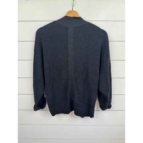 POETRY Wrap Cardigan Womens Size US 10 Black Ribbed Knit Wrap Front Layering - Picture 2 of 8