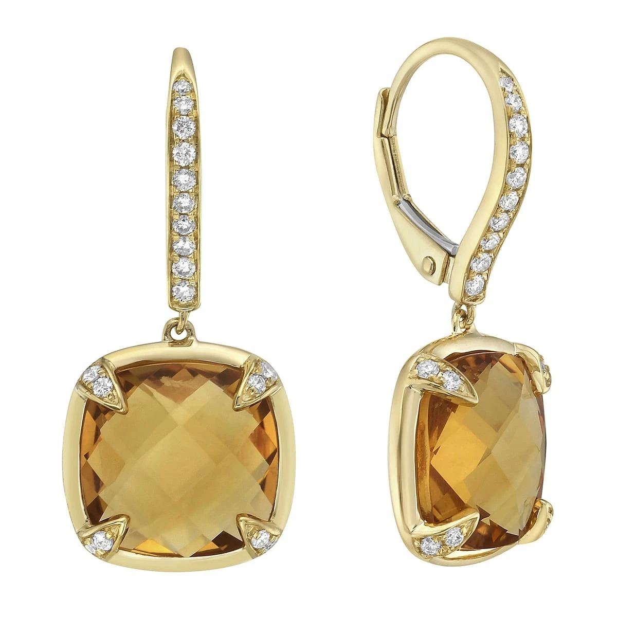 14K Yellow Gold Citrine & Natural Diamond Earrings 0.22 ct tw G SI1 Women's